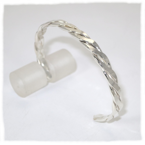 Heavy rolled, twisted silver wire bracelet